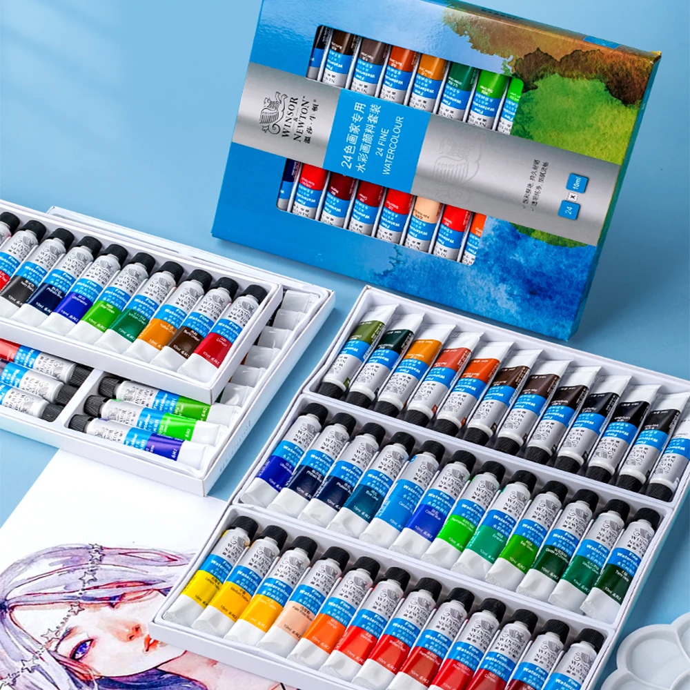 

Winsor & Newton Watercolor Paint Set 12/18/24/36 Colors 10ml Tubes Gouache Watercolor Paint Pigment for Artists Student Painting