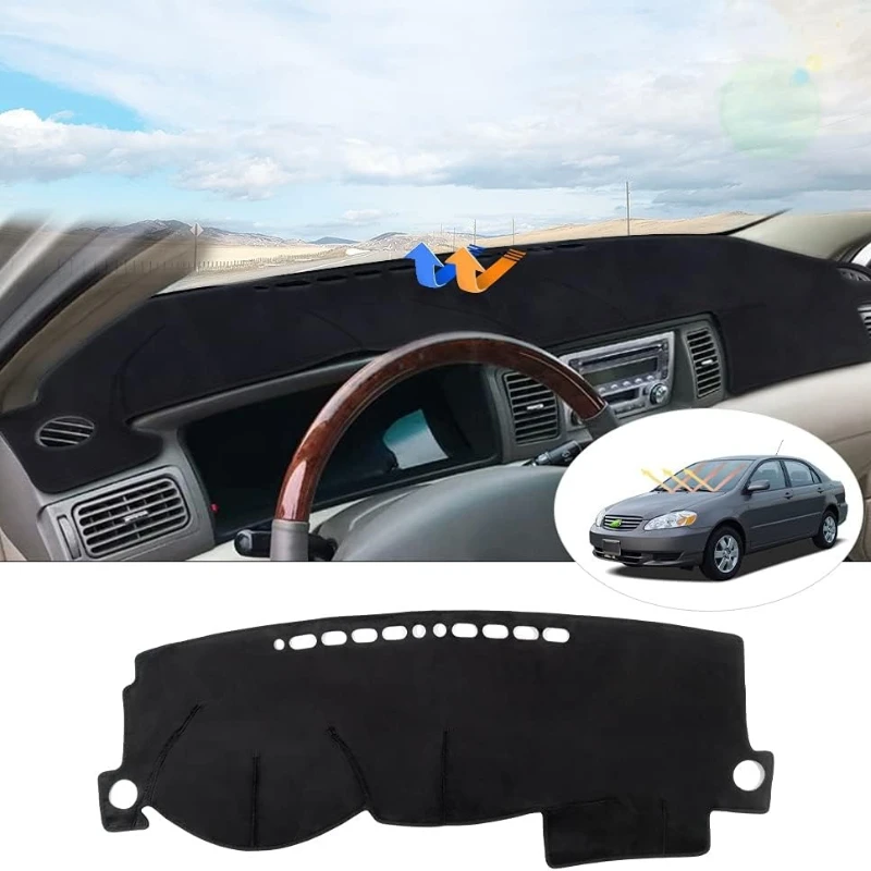 CNZKO Faux Suede Dash Mat ffor Toyota Corolla 2003 -2006 2007 2008 Dashboard Cover Non-Slip Sunshade Protective Pad Anti-Glare