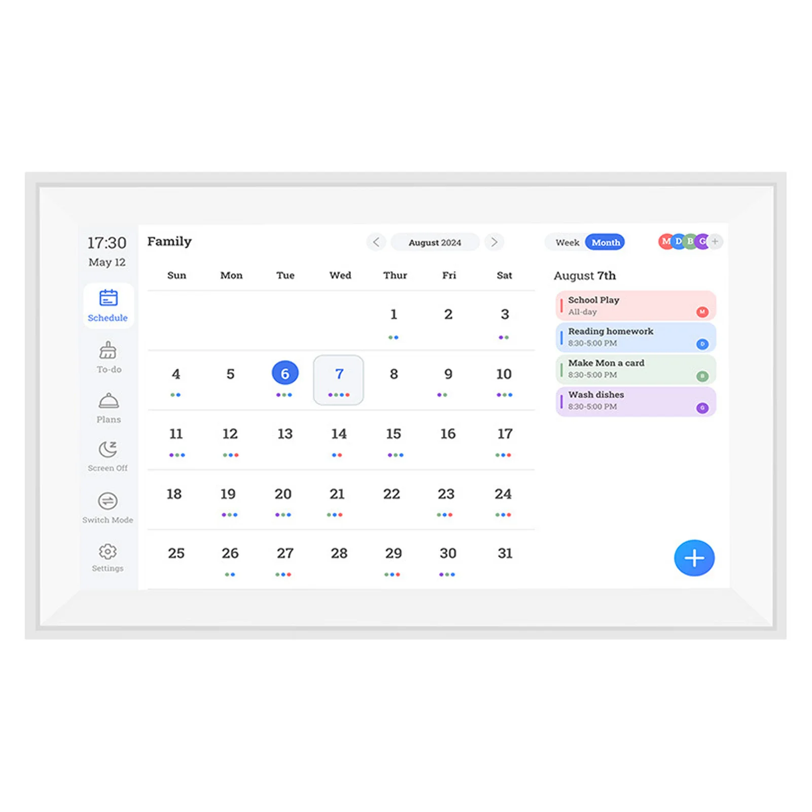 Digital Calendar Chore Chart 15.6 Inch 1080P FHD Interactive Touchscreen Wall Desk Mount Electronic Smart Family Planner