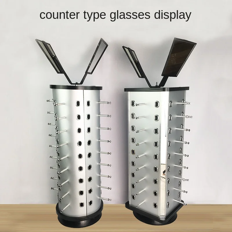 Rotating Glasses Display Stand Sunglasses Storage Holder with Mirror 36 Glasses