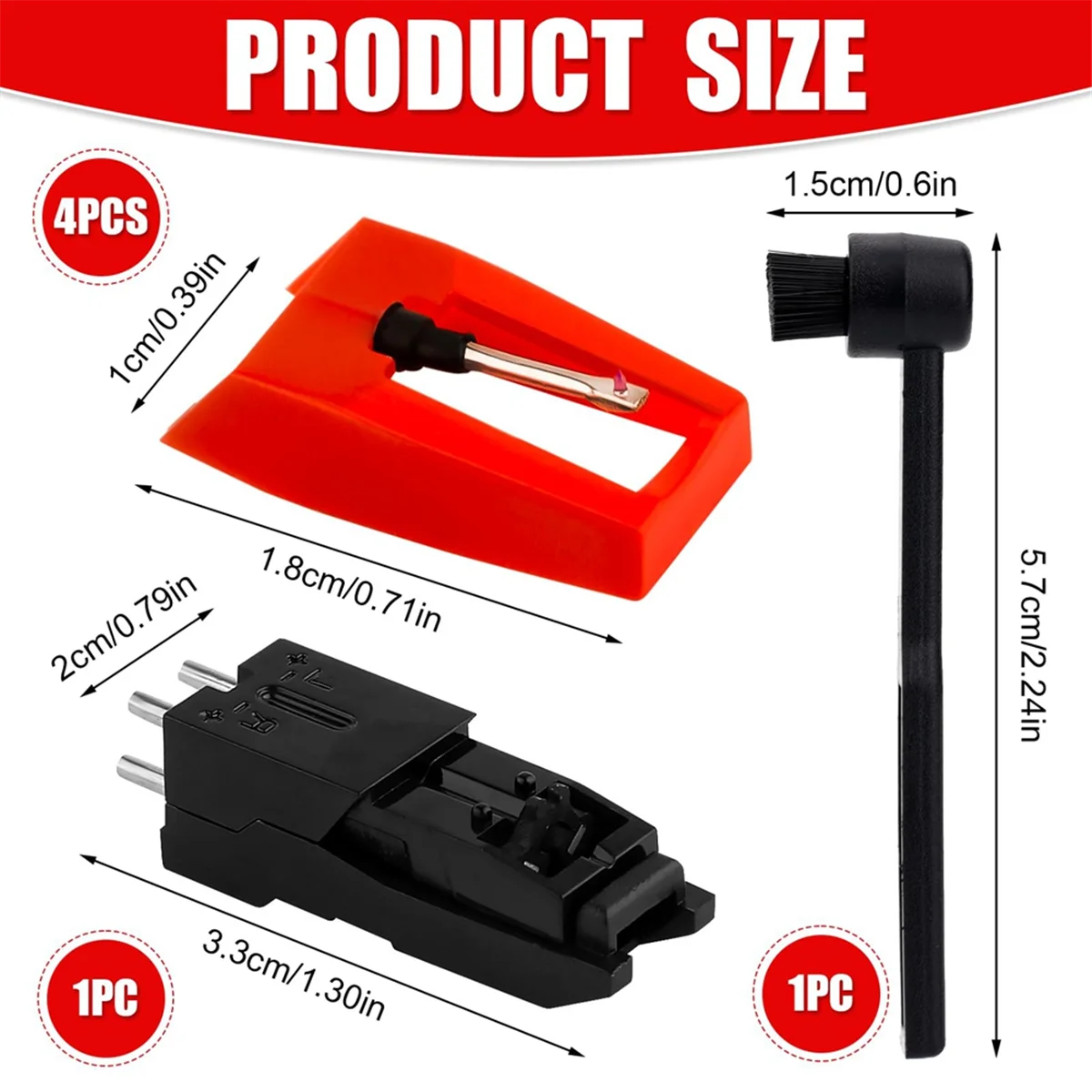 Spelernaald Vervanging, 4 stuks Diamond Platenspeler Stylus Naald, voor Crosley Victrola ION Speler LP Fonograaf