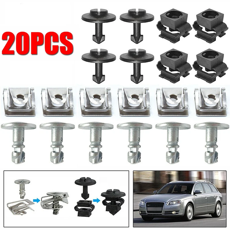 20Pcs/Set Car Engine Undertray Fixing Clips Screws Engine Hood Screw Set For Audi A4 A6 A8 TT Car Accessorry