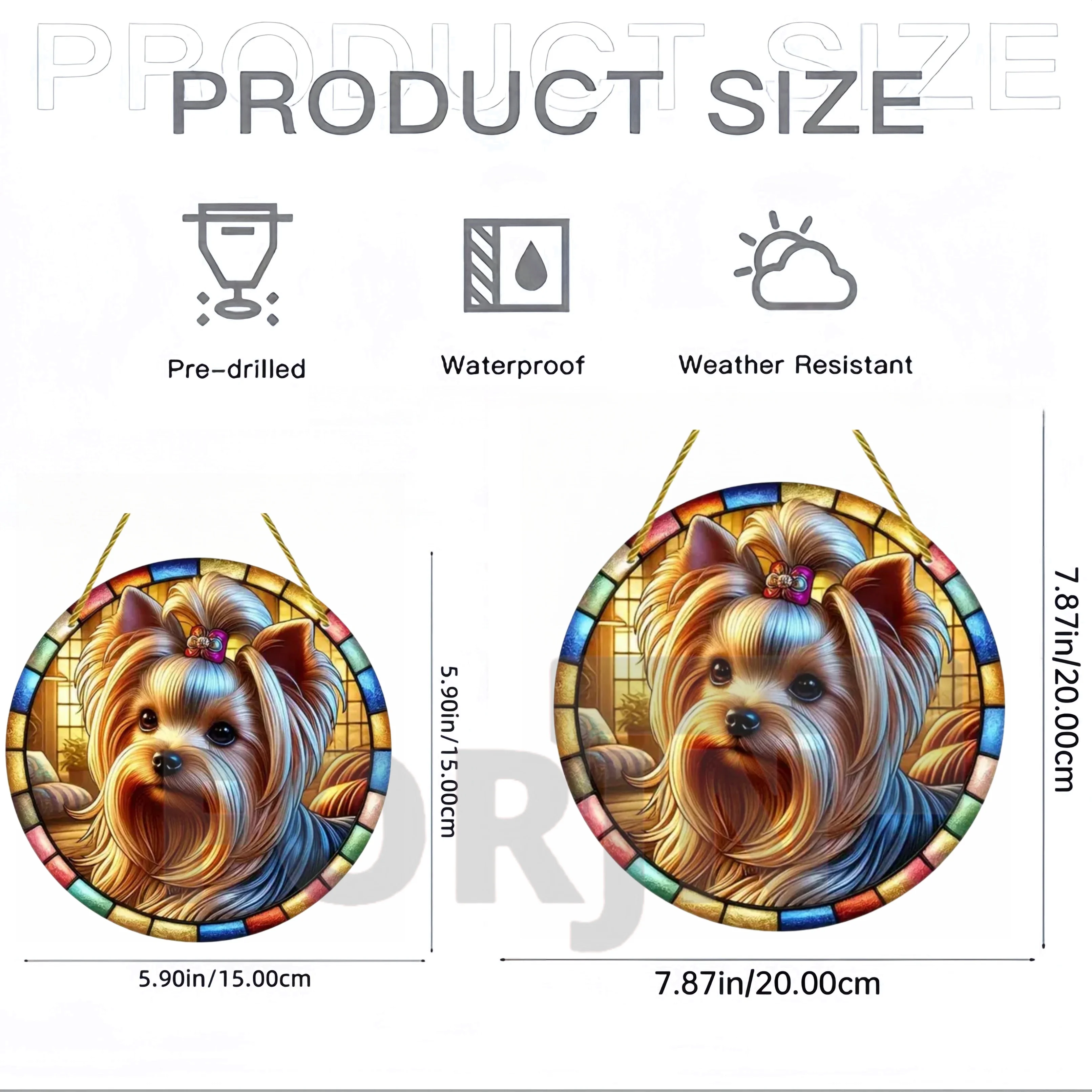 Schnauzer Bulldog Chihuahua Suncatcher, Acrylic Round Translucent Hanging Ornament,Gift for Dogs Lover,Home Door Yard Farm Decor