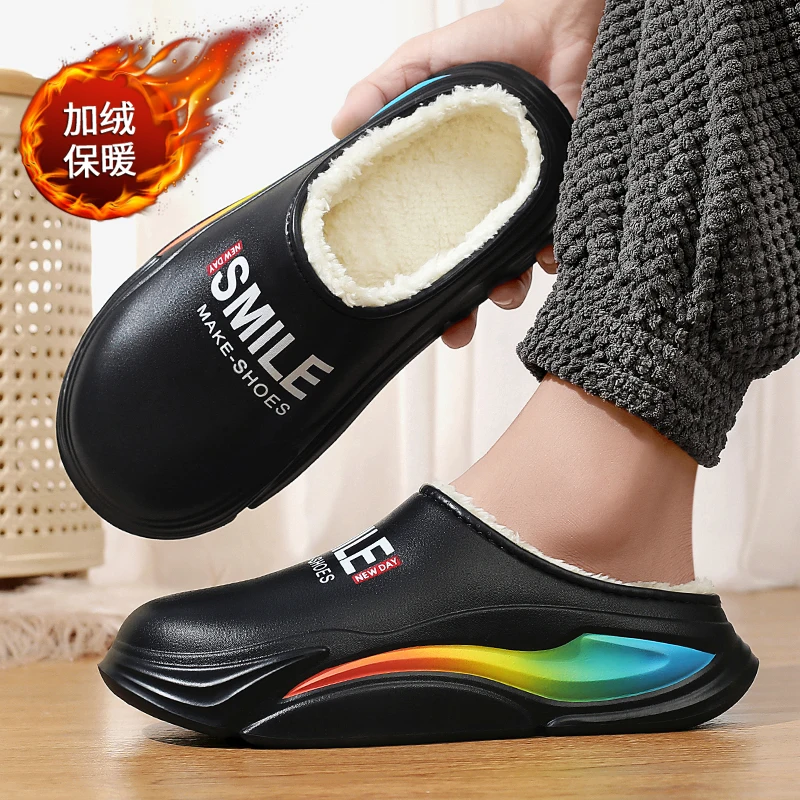 Men Shoes Winter New 2024 Keep Warm Plush EVA Waterproof Indoor Outdoor Walking Slippers Unisex Men Women Size 36-45