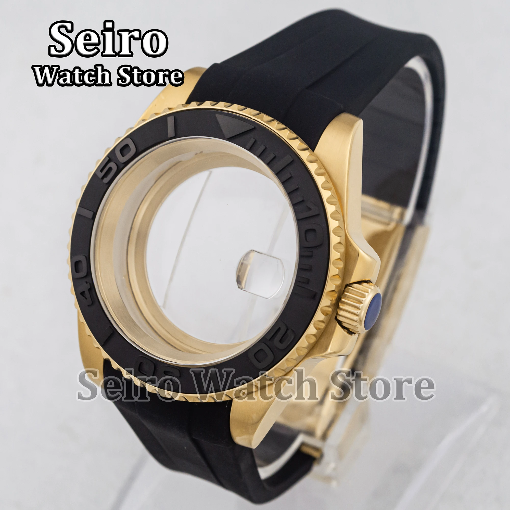 NH35 Watch Case Rubber Strap 40MM Yacht-master Stainless Steel Sapphire Glass 100M Waterproof Watch Parts for NH34 NH36 Movement