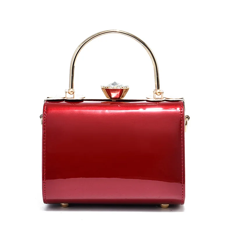 Luxury Women's Crossbody Boston Pillow Bag Red Wedding Handbag Diamond Clip Set Ape Bright Leather Bag Oulder Bag Purse