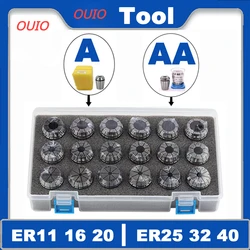 OUIO ER11 ER16 ER20 ER25 ER32 ER40 zestaw i tuleja sprężynowa garnitur uchwyt 0.015 0.008mm A AA do frezowanie CNC narzędzia do grawerowania