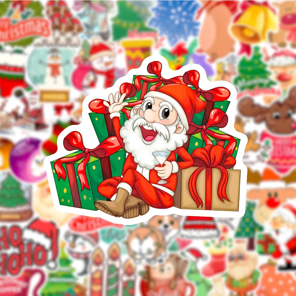 50/100/200pcs Kawaii Merry Christmas Cartoon Stickers Cute Santa Claus Graffiti Sticker DIY Suitcase Phone Decoration Decal Gift
