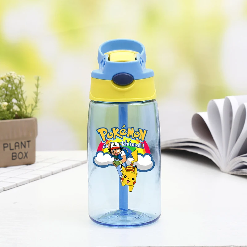 

Pokemo Plastic Cup boys girls Anime Cartoon Travel Cup Water Bottle Portable Outdoor Sport Water Bottle Straw Drinking Bottle