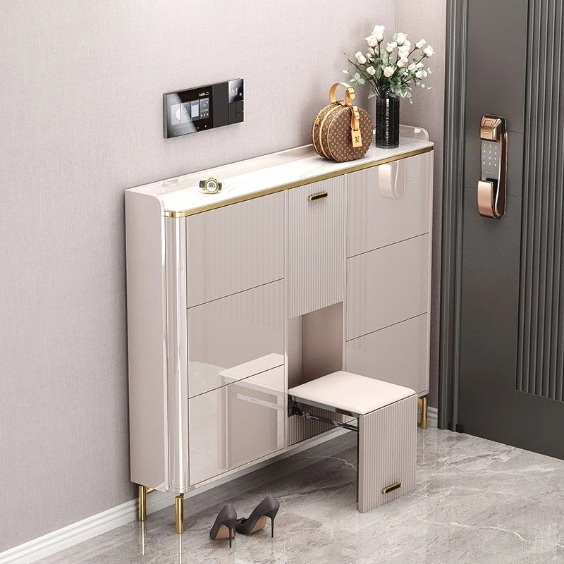 Dustproof Narrow Shoe Cabinet Ultra Thin Flip Modern Living Room Shoe Cabinet Storage Wooden Szafka Na Buty Furniture For Home
