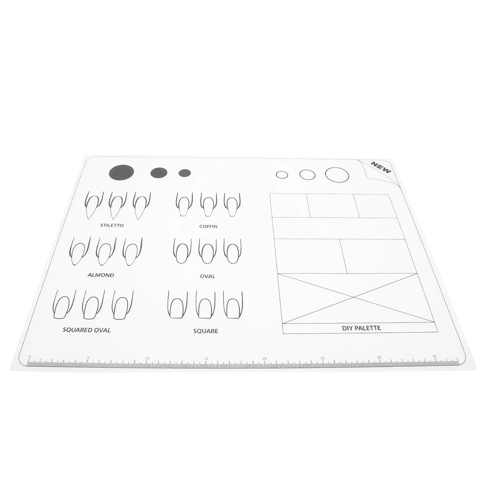 アクリルネイルマット シリコン製練習シート アプリケーション練習用 ネイルアートビーズサイズ学習 アクリルマニキュアマット