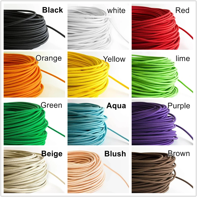 100meters 2*0.75mm Vintage Electrical Wire Textile Cable Edison Vintage Lamp Cord textile Retro Pendant Light Lamp Wire