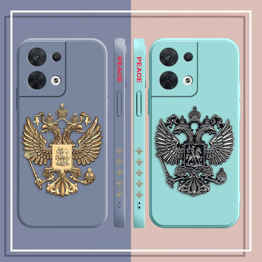 Russian Double-headed Eagle Logo Phone Case For OPPO RENO 10 8 8T 7 6 5 4 3 4G 5G PRO PLUS Colour Liquid Case Funda Shell Capa