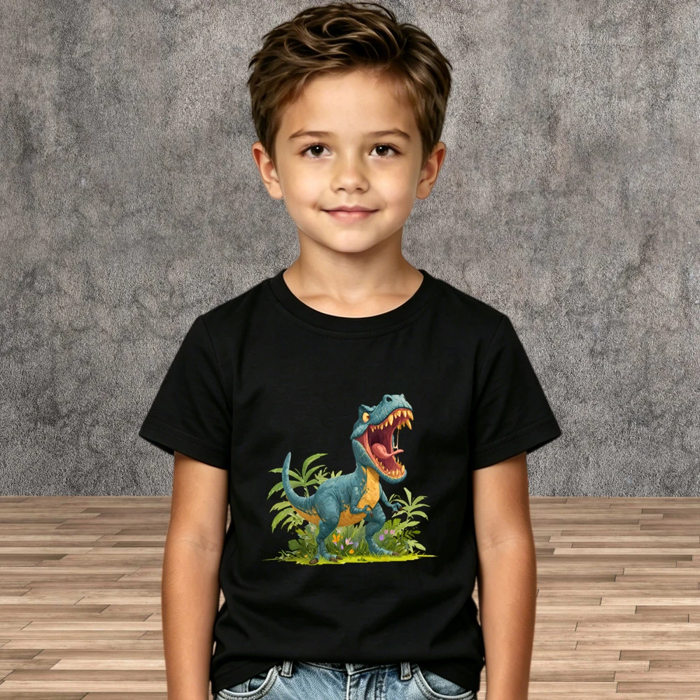 Boys Popular Dinosaur Print T Shirt Summer Children Comfortable Cotton Tees