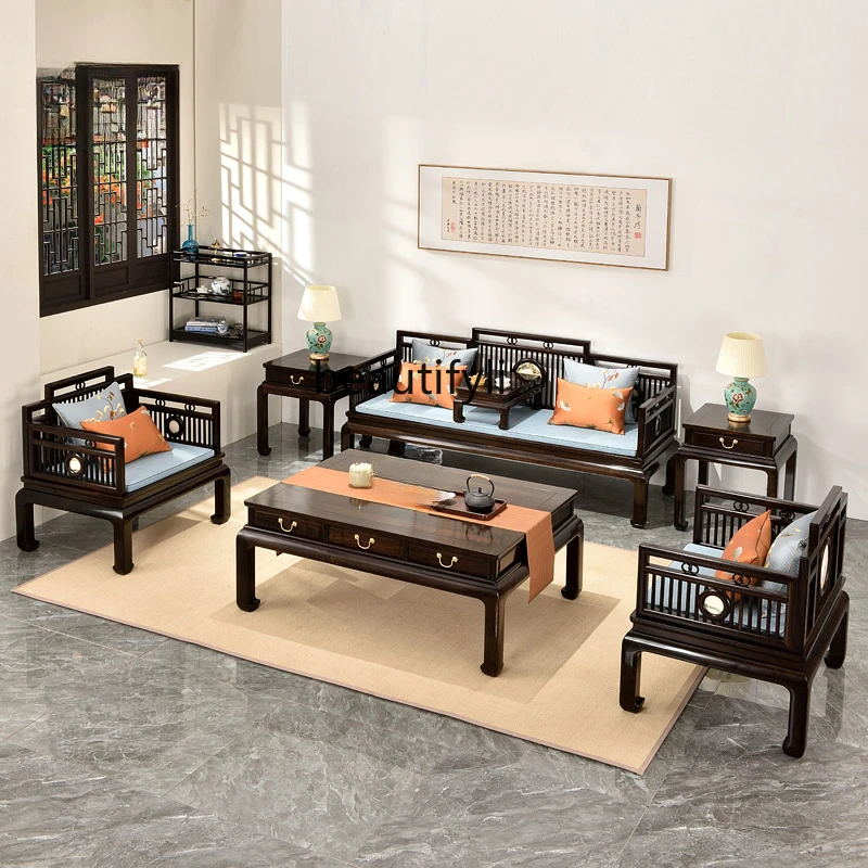 Rosewood Sofa New Chinese Style Solid Wood Living Room Modern Chinese Style Simple Zen Sofa Combination