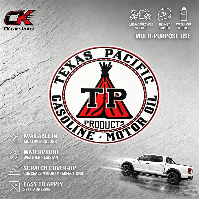 Texas Pacific Racing T-P-R Logo Vinyl Car Sticker Waterproof customizable for Car Motorcycle Laptop Auto Body Decoration