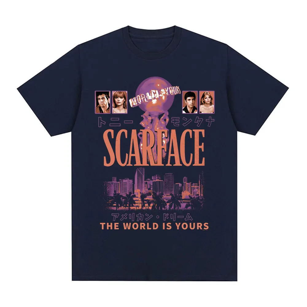 Movie Scarface The World Is Yours Tony Montana Al Pacino T-Shirt Men Women Clothing Fashion Gothic Oversized T-shirts Streetwear