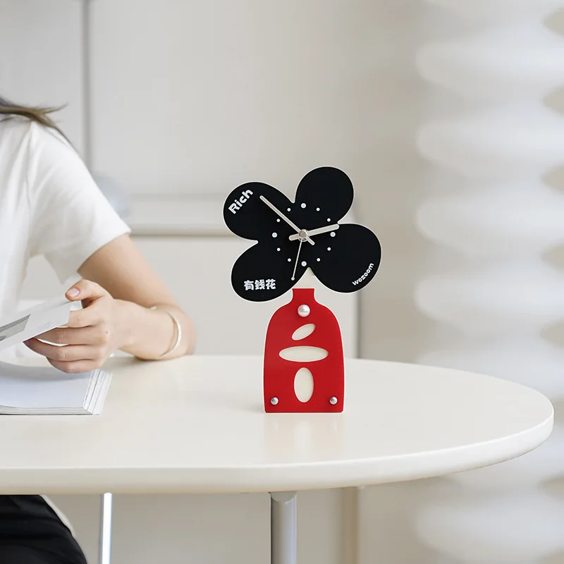 

Lucky Money Flower Creative Clock Desktop Table Decoration Living Room Entrance Hall Wealth Attracting Ornament Desk Table Clock