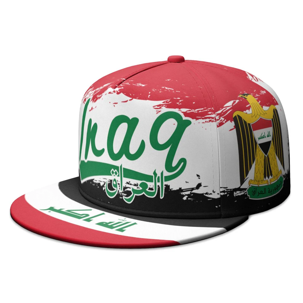 Iraq Flat Brimmed Cap Custom Made Name Team Logo Hip-hop Hat Country Travel Dutch Nation Islam Arabic Arab Flag Headgear