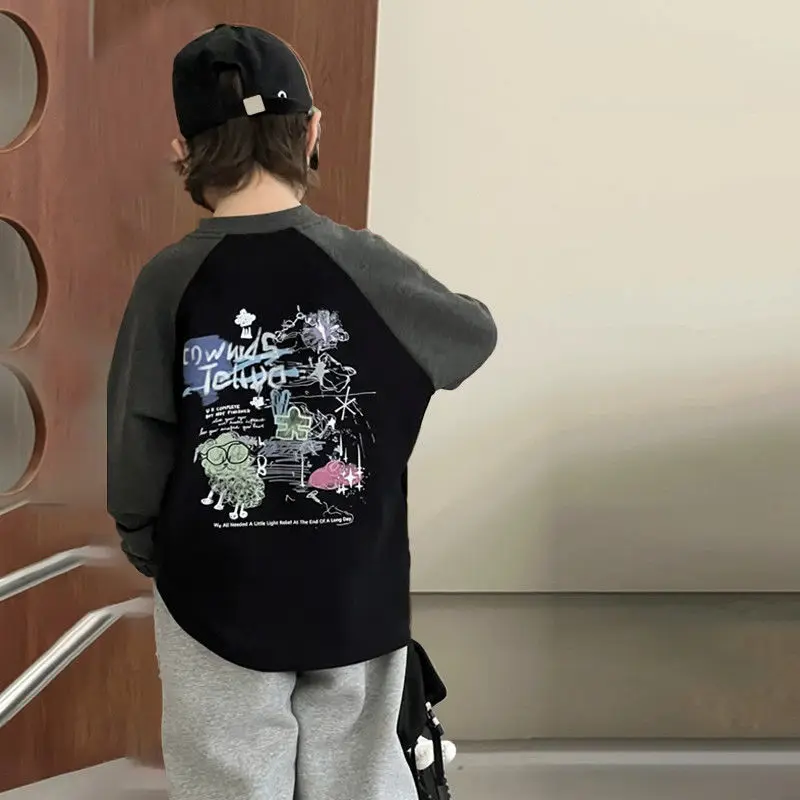 ملابس كورية بطبقة أساسية مبطنة بالصوف للأطفال 2025 ملابس للأولاد قميص للأولاد ملابس أطفال علوية للأطفال في الهواء الطلق 7 14 8 تي شيرت #4