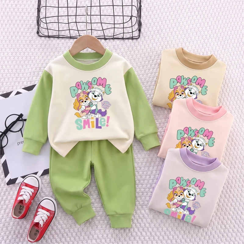 2026 New Cartoon Printed Girls Warm Comfy Soft Pijamas Sets Autumn and Winter Kids Casual Home Clothing Set Child Sleepwears