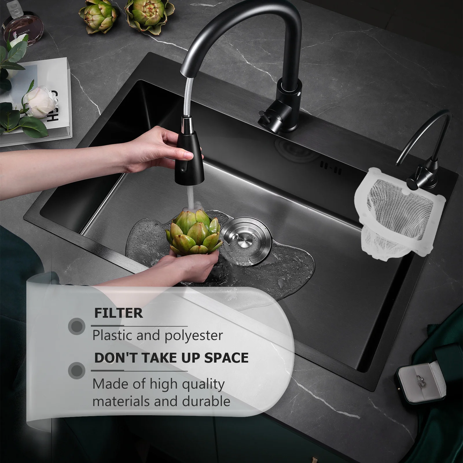 

1Set Practical Sink Strainer with Net Kitchen Sink Filter Drainage Rack Block Food Debris Seamless Liquid Flow