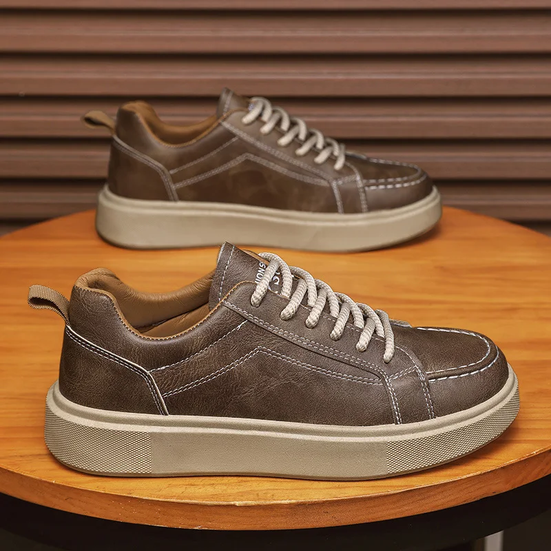 الجلود الاتجاه الرجال حذاء كاجوال منصة أحذية رياضية ناعمة في الهواء الطلق تنفس أحذية رياضية خفيفة الوزن زلق احذية الجري أحذية التنس #2