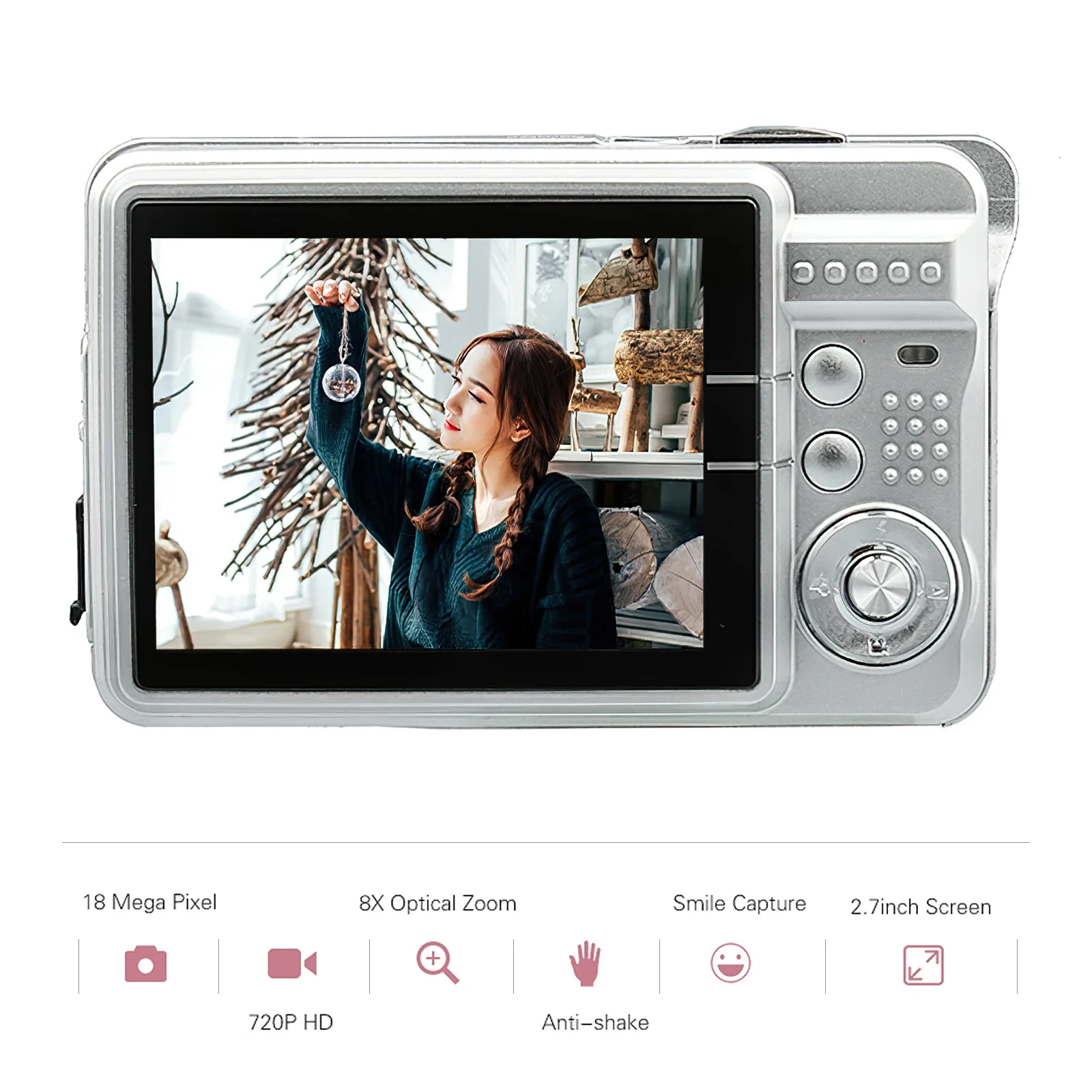 720P/1080P Digital Camera Video Camcorder 8X Optical Zoom Anti-shake 2.7