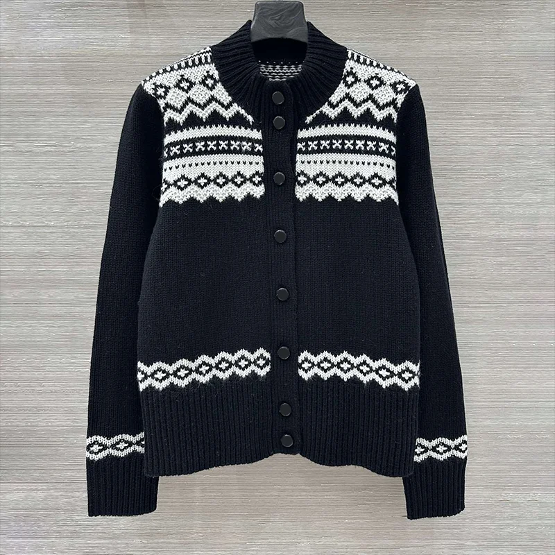 

Высококачественный жаккардовый женский кардиган с геометрическим рисунком и разноцветным дизайном, женская одежда 25121890