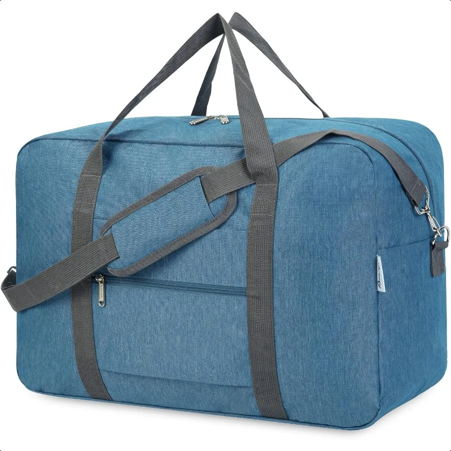 

For United Airlines Foldable Carry on Bag 22x14x9 Travel Duffel Bag Packable lage Duffle for Women and Men 40L Navy Blue (With