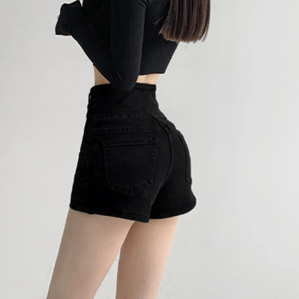 Cross Woven Shorts High Waist Shorts Daily Use Casual Outing L Light Blue Slightly Elastic Spring, Summer, Autumn Female