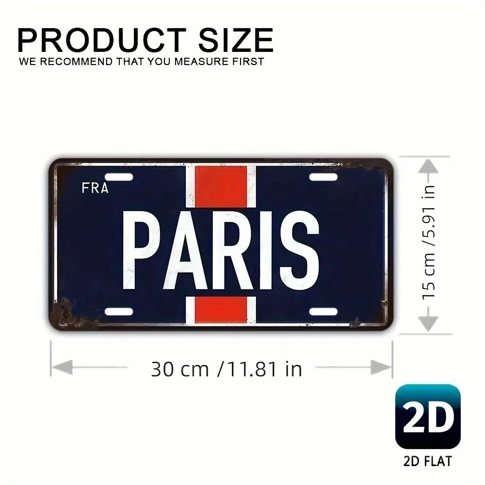 Custom Style French Paris Metal Sign 11.81x5.91