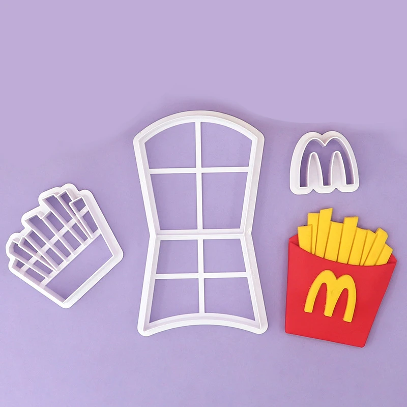 French Fries Plastic Bun Mold Children Creative Baking Suit Baking Tools Foreign Trade Cartoon Package Abrasive