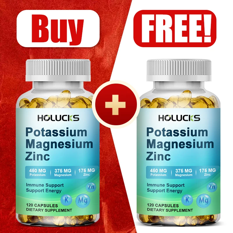 

Buy 1 Get 1 Free! Potassium Magnesium Zinc Capsules, Support Reduces Cramps, Sleep Aid & Immunity Boost, Blood Pressure & Energy