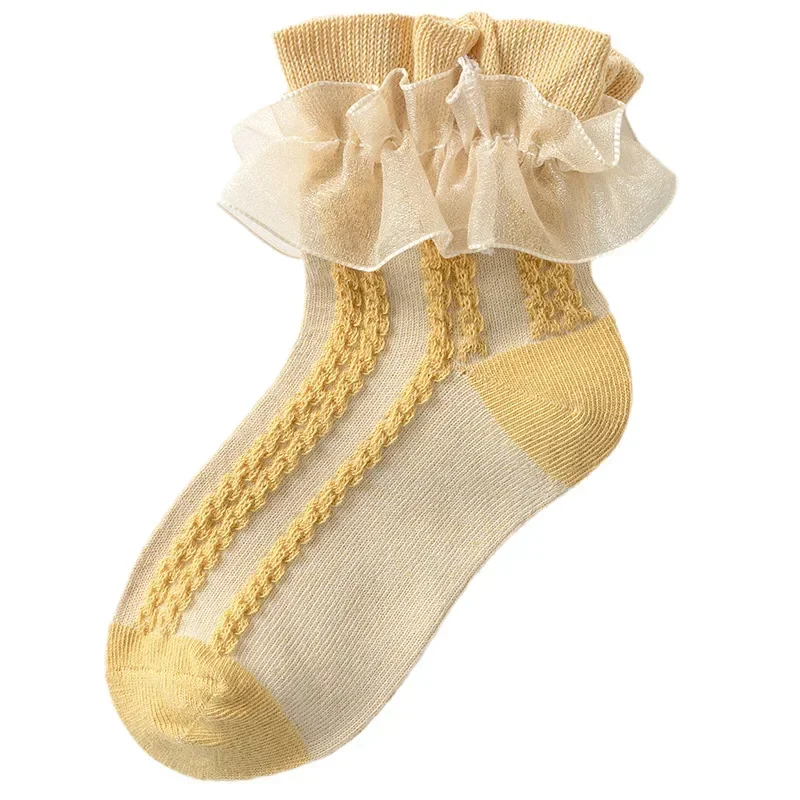 Spitze Rüschen Baby atmungsaktive Netz socken Schule Baumwolle Kinder Kinder Prinzessin Socke Mädchen Kleinkind schöne weiße Tanz kurze Socken