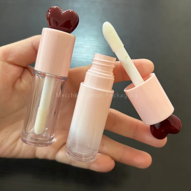 

50Pcs Clear Gradient Pink Heart Shape Liquid Lipstick Lip Gloss Concealer Container Empty Lip Oil Bottle Lipgloss Tube 10ML