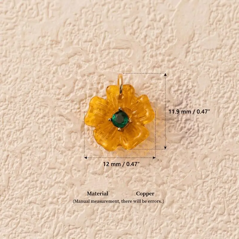 Bunter Harz-Blumen-Zirkon-Anhänger für DIY-Halskettenherstellung, Alltagskleidung, Dating und Geschenke für Frauen – Detail 10