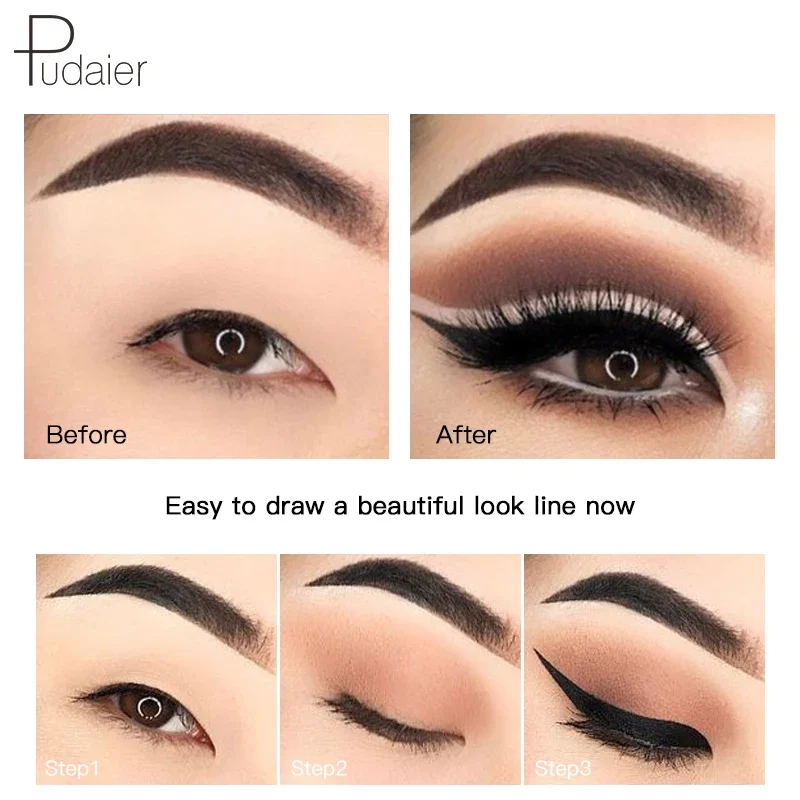 1Pcs Pudaier Black Eyeliner Pencil Waterproof Pen Quick Dry Long-lasting Liquid Eye Liner Smooth Make Up Tools