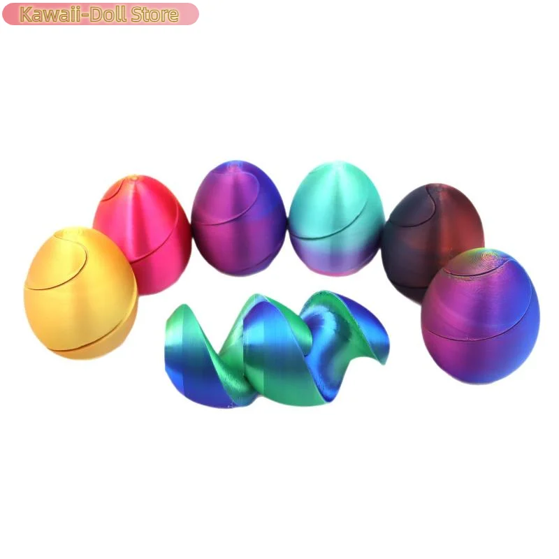 1Pc 3D Print Spiral Eggs Impossible Shuttle Toys Passthrough Sculpture Mini Vortex Thread Illusion Home Desktop Decor Toy