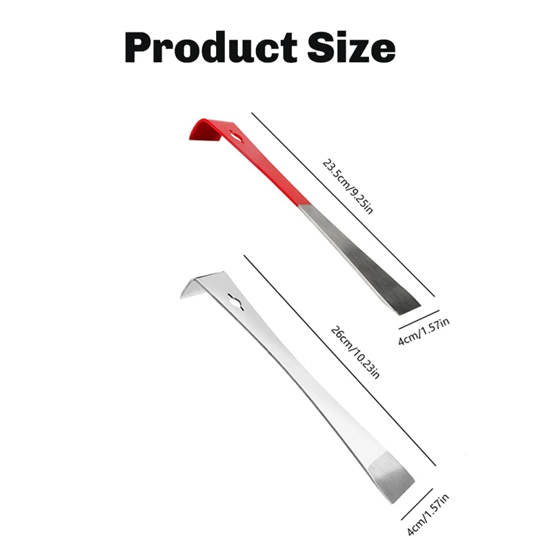 2PCS Pry Bar Scraper Nail Puller Stainless Steel Flat Crowbar Angled Edge Pry Bar for Pulling and Scraping Tool Bee Gear