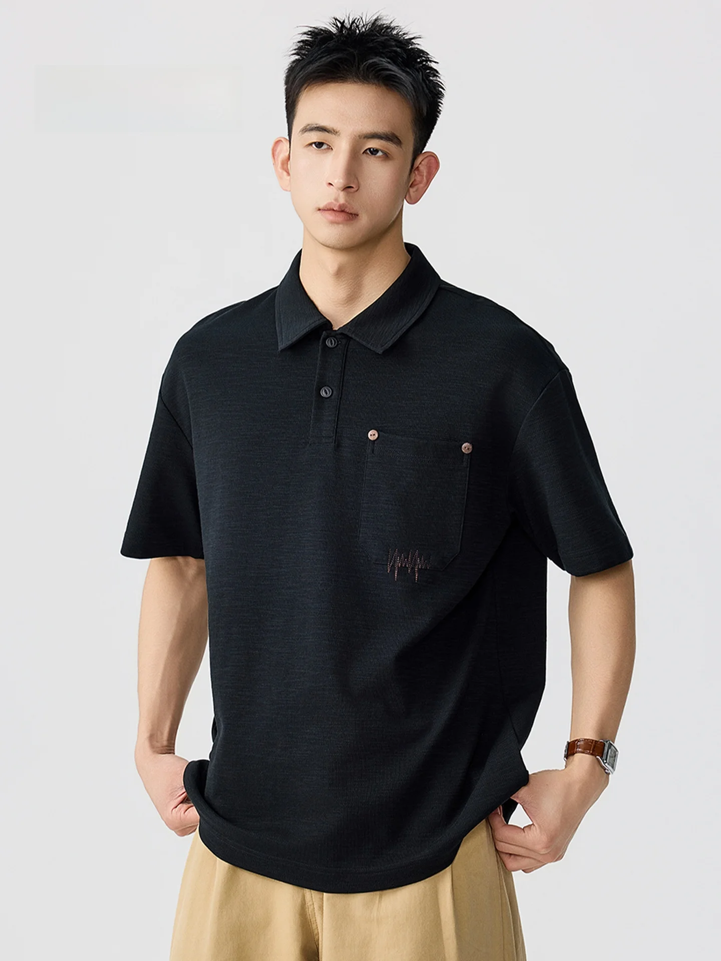 

MMOPTOP American Style Loose Fit Shirt Men's Summer New Breathable Versatile Texture Simple Design Casual Fashion T-Shirt