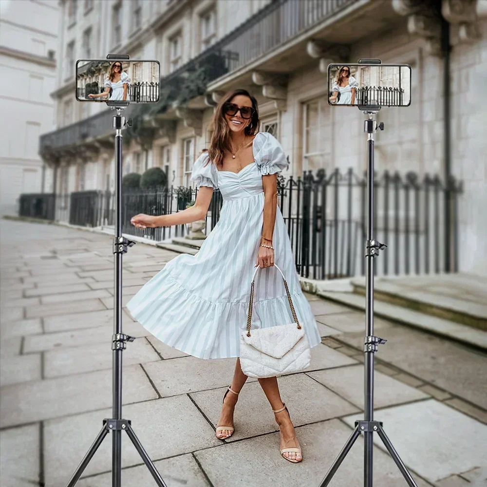 Uegogo tripé de transmissão ao vivo, 160cm, tipo pouso, câmera, âncora, selfie, estrutura de luz, termômetro de metal, suporte para telefone