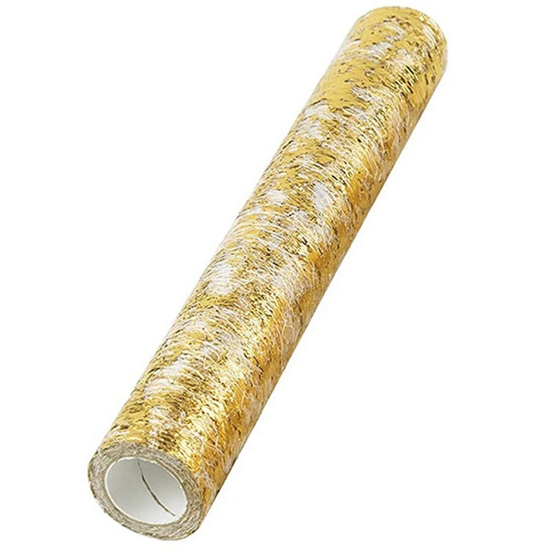 6X Table Runner, Sparkling Polyester Tulle Ribbon Roll With Gold Foil,Birthday Party Wedding Christmas Decor 28Cmx10m