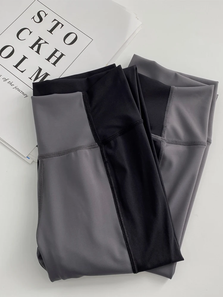 High Waist ark Skin Tight Yoga Pants Women's Base Layer Pants Autumn Outdoor New Magic Elastic Pants Color Blo PU Leather