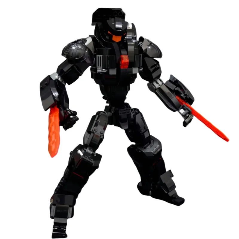 Obsidian Black Combat Mech Robot Assembling Building Blocks MOC Action Figure Model Toy Boy Holiday Gift Ornaments Collection