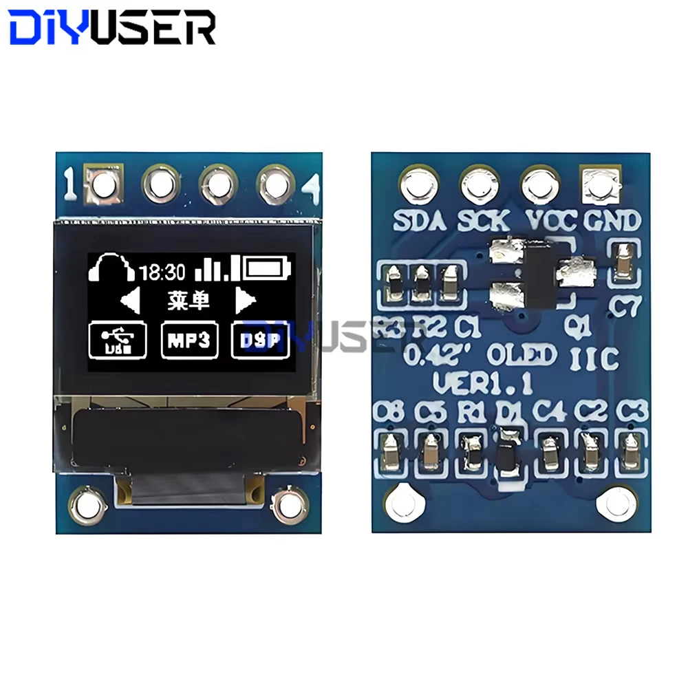 

OLED-дисплей SSD1306, 0,42 дюйма, белый, 72x40 пикселей, интерфейс I2C SPI, модуль для Arduino, Raspberry Pi, платы для самостоятельной разработки