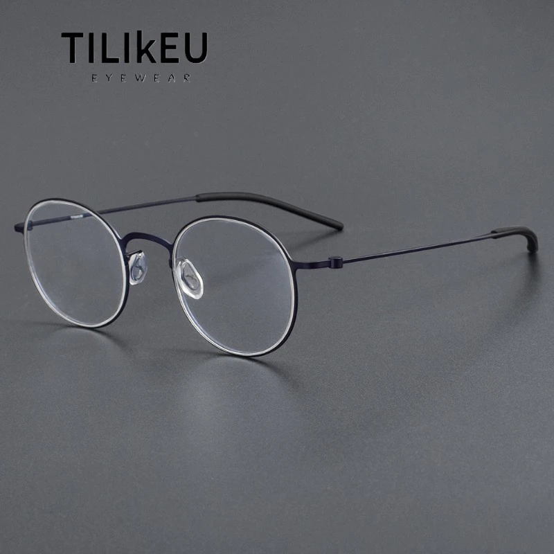 

New Nordic Minimalist Screwless Design 7.5g Thin-Rim Pure Titanium Glasses Frames Light Weight Retro Oval Round Eyeglasses Gafas