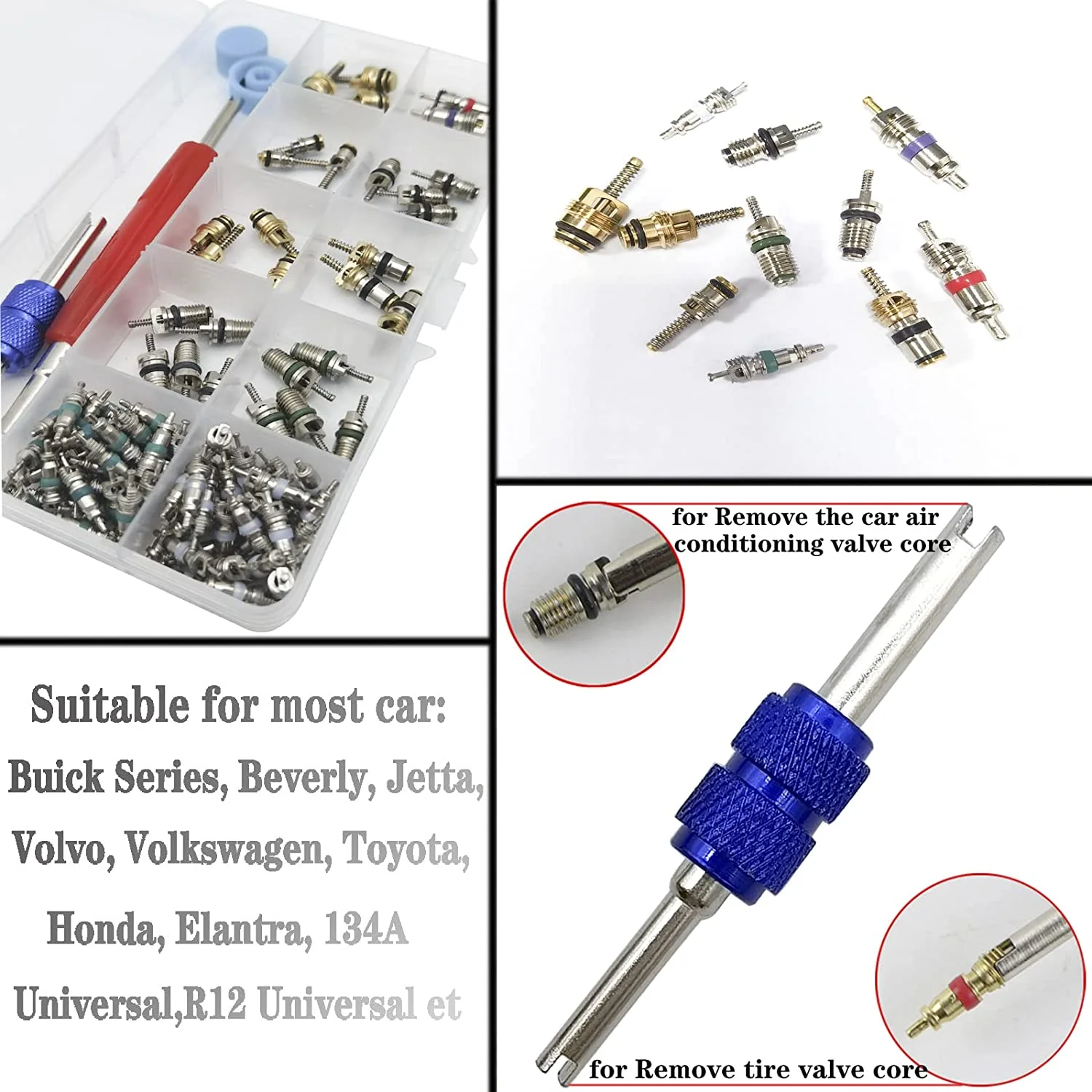 Car Air Conditioning Valve Core Combination Tools A/C R12 R134a For Buick Air Conditioning All Vehicle Series Valve Cores Set