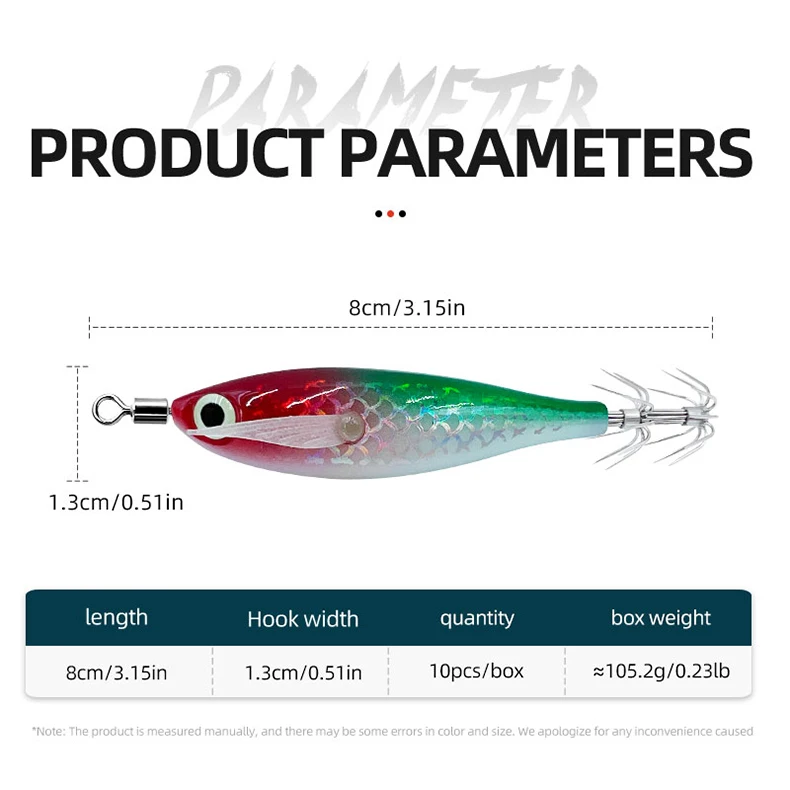 ShareShark 10 Stück/Box Tintenfisch-Jig-Köder 8cm 5,6g UV-Leuchtende Garnelenköder Horizontaler Kunstköder für Tintenfisch Oktopus Salzwasser – Detail 17