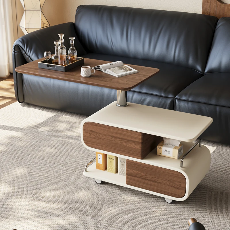

retro style solid wood coffee table modern simple small apartment sofa side cabinet movable designer creative side table